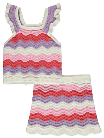 Vince Camuto Girls' 2-Piece Crochet Skirt Set Outfit - CookiesKids.com