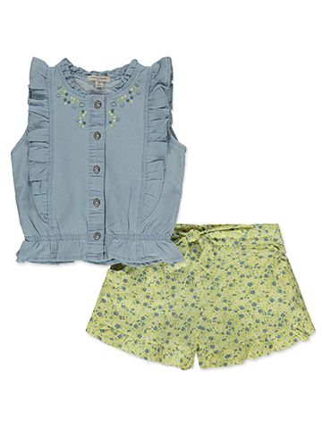Nanette Lepore Girls' 2-Piece Floral Shorts Set Outfit - CookiesKids.com