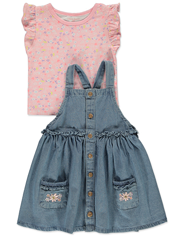 Nanette Lepore Girls' 2-Piece Denim Jumper Set Outfit - CookiesKids.com