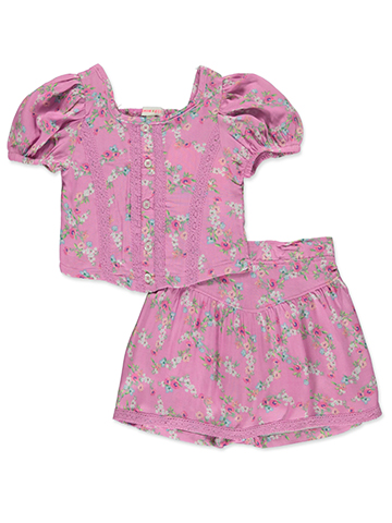 Lemon Kiss Girls' 2-Piece Skorts Set Outfit - CookiesKids.com