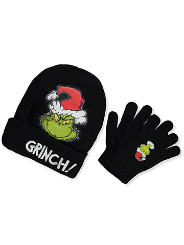 Dr. Seuss Boys' The Grinch 2-Piece Hat And Gloves Set - CookiesKids.com