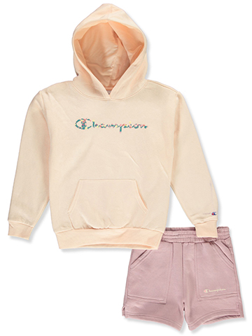Champion Girls' 2-Piece Hoodie Shorts Set Outfit - CookiesKids.com
