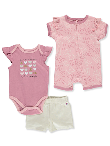 Champion Baby Girls' 3-Piece Romper Set Outfit - CookiesKids.com