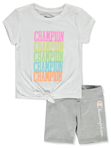 Champion Girls' 2-Piece Bike Shorts Set Outfit - CookiesKids.com