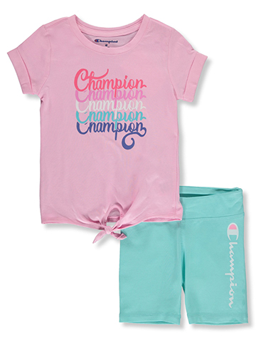 Champion Girls' 2-Piece Bike Shorts Set Outfit - CookiesKids.com