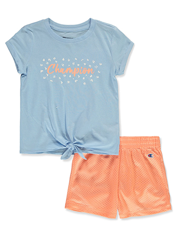 Champion Girls' 2-Piece Varsity Mesh Shorts Set Outfit - CookiesKids.com