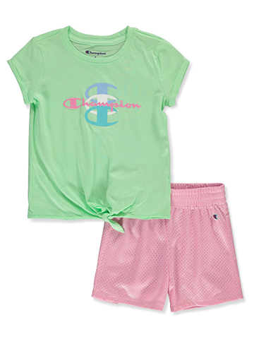 Champion Girls' 2-Piece Varsity Mesh Shorts Set Outfit - CookiesKids.com