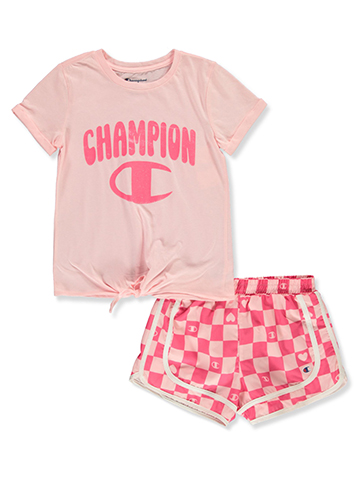 Champion Girls' 2-Piece Checker Shorts Set Outfit - CookiesKids.com