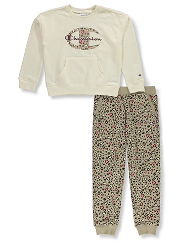 Champion Girls' 2-Piece Leopard Joggers Set Outfit - CookiesKids.com