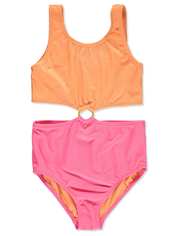 Breaking Waves Girls' 1-Piece Monokini Swimsuit - CookiesKids.com
