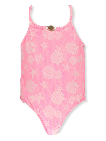 Breaking Waves Girls' 1-Piece Shell Swimsuit - CookiesKids.com