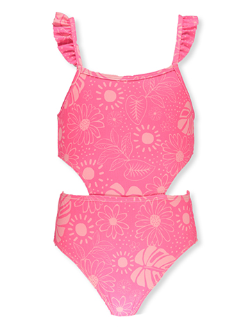 Breaking Waves Girls' 1-Piece Ruffle Swimsuit - CookiesKids.com
