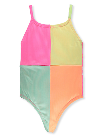 Breaking Waves Girls' 1-Piece Colorblock Swimsuit - CookiesKids.com