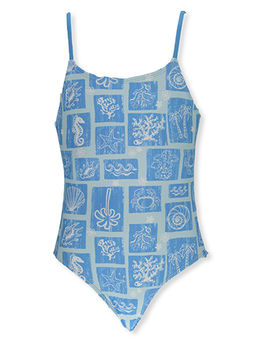 Breaking Waves Girls' 1-Piece Ocean Swimsuit - CookiesKids.com
