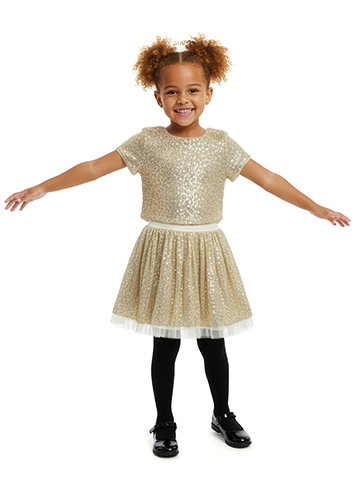 Btween Girls' 2-Piece Sequin Skirt Set Outfit - CookiesKids.com