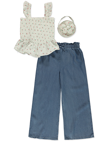 Btween Girls' 3-Piece Wide Leg Pants Set Outfit - CookiesKids.com