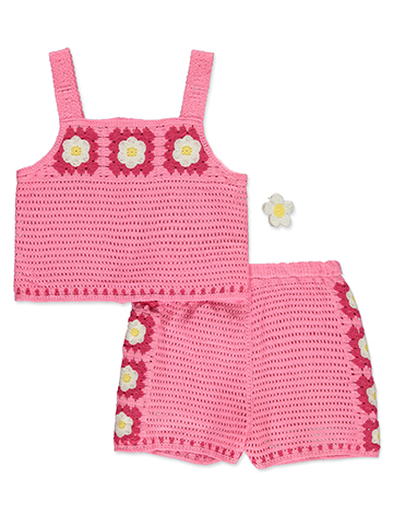 Btween Girls' 3-Piece Crochet Shorts Set Outfit - CookiesKids.com