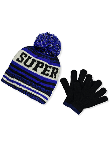 Polar Wear Boys' 2-Piece Super Pom Hat Gloves Set - CookiesKids.com