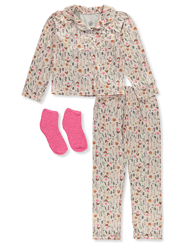 C&C California Girls' 3-Piece Coat Pajamas Set - CookiesKids.com