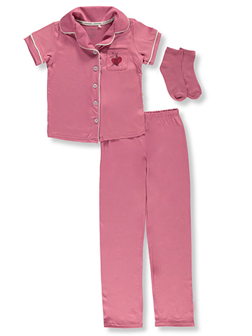 Catherine Malandrino Girls' 3-Piece Heart Coat Pajamas Set - CookiesKids.com