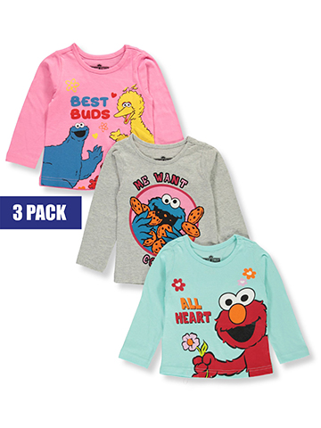 Sesame Street Baby Girls' 3-Pack Long-Sleeve T-Shirts - CookiesKids.com