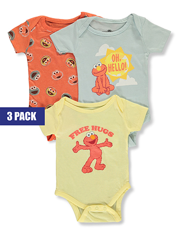 Sesame Street Baby Boys' 3-Pack Elmo Bodysuits - CookiesKids.com
