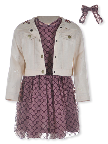 Nanette Girls' 3-Piece Floral Dress Jacket Set Outfit - CookiesKids.com