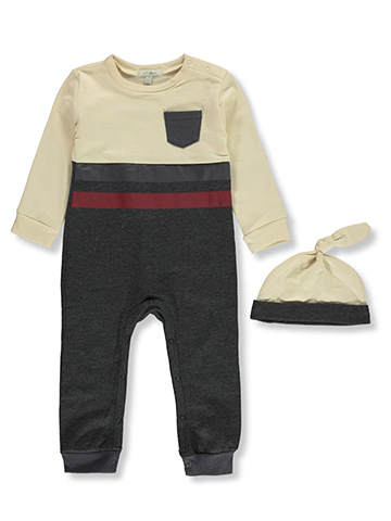 Mini Bean Baby Boys' 2-Piece Coveralls Cap Set - CookiesKids.com