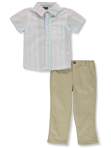 Tahari Boys' 2-Piece Oxford Shirt Pants Set Outfit - CookiesKids.com