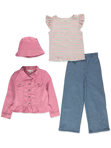 Nanette Girls' 4-Piece Twill Jacket Set Outfit - CookiesKids.com