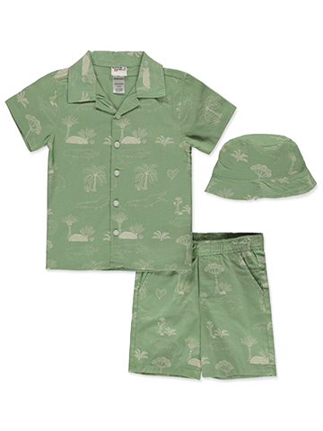 Little Rebels Boys' 3-Piece Bucket Hat Shorts Set Outfit - CookiesKids.com