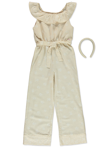 Tahari Girls' 2-Piece Jumpsuit Headband Set Outfit - CookiesKids.com