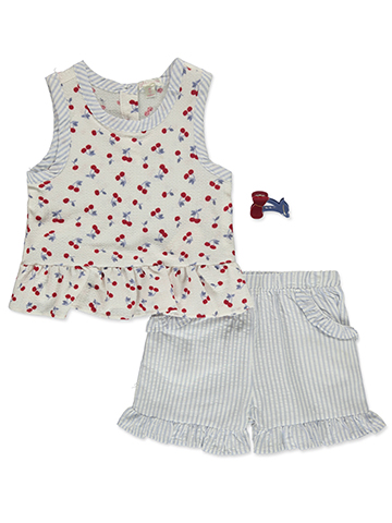 Nanette Girls' 3-Piece Cherry Shorts Set Outfit - CookiesKids.com