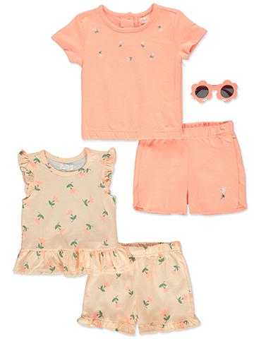 Nanette Girls' 5-Piece Sunglasses Mix Match Shorts Set Outfit - CookiesKids.com