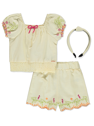 Tahari Girls' 3-Piece Embroidered Shorts Set Outfit - CookiesKids.com