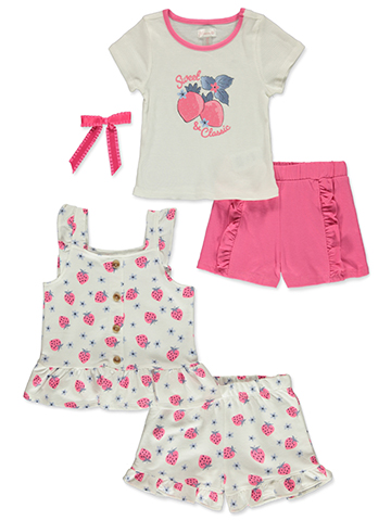 Nanette Girls' 5-Piece Mix Match Shorts Set Outfit - CookiesKids.com