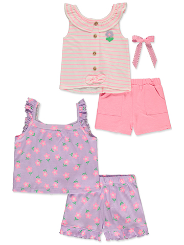 Nanette Girls' 5-Piece Mix Match Shorts Set Outfit - CookiesKids.com