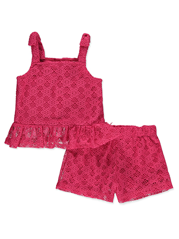 Nanette Girls' 2-Piece Lace Shorts Set Outfit - CookiesKids.com