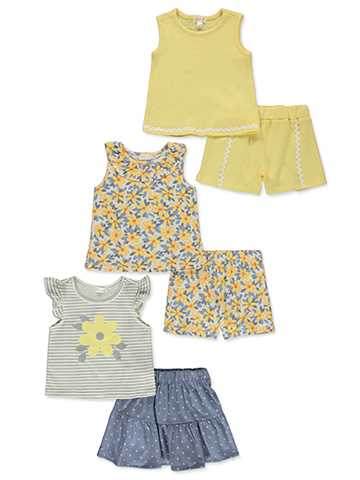 Nanette Girls' 6-Piece Mix Match Shorts Set Outfit - CookiesKids.com