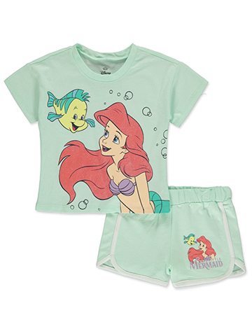 Disney The Little Mermaid Girls' 2-Piece Shorts Set Outfit - CookiesKids.com
