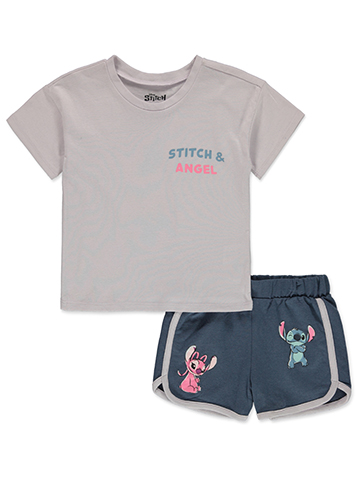 Disney Lilo & Stitch Girls' 2-Piece Angel Shorts Set Outfit - CookiesKids.com