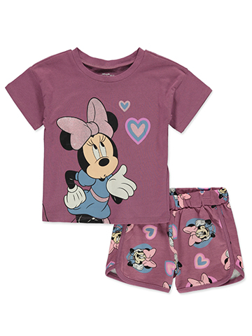 Disney Minnie Mouse Girls' 2-Piece Hearts Shorts Set Outfit - CookiesKids.com