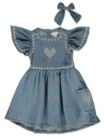 Nanette Girls' 2-Piece Denim Dress Set Outfit - CookiesKids.com
