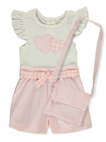 Nanette Girls' 2-Piece Handbag Romper Set Outfit - CookiesKids.com