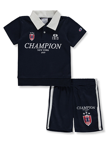 Champion Boys' 2-Piece Collared Polo Shirt Shorts Set Outfit - CookiesKids.com