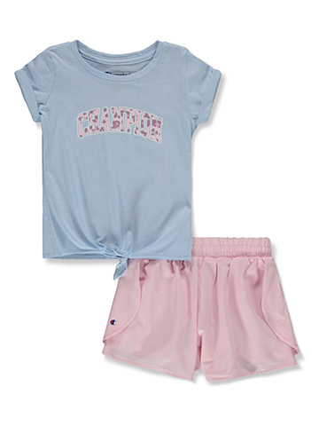 Champion Baby Girls' 2-Piece Bike Shorts Set Outfit - CookiesKids.com