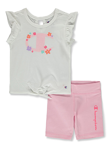 Champion Baby Girls' 2-Piece Bike Shorts Set Outfit - CookiesKids.com