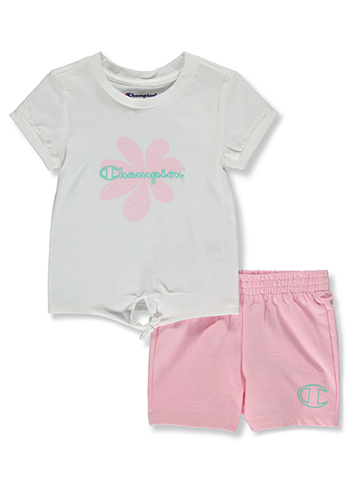Champion Baby Girls' 2-Piece Flower Shorts Set Outfit - CookiesKids.com