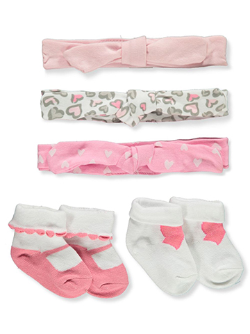 Bon Dormir Baby Girls' 5-Piece Booties & Headband Set - CookiesKids.com