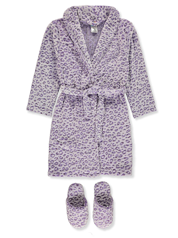 Sleep On It Girls' 2-Piece Cheetah Robe Slipper Set - CookiesKids.com